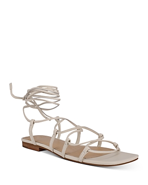 Marc Fisher Ltd Women's Mahalia Ghillie Lace Ankle Tie Sandals In Ivory Leather