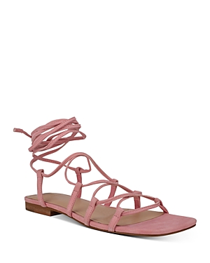 Marc Fisher Ltd Women's Mahalia Ghillie Lace Ankle Tie Sandals In Light Pink Suede