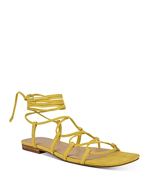 Marc Fisher Ltd Women's Mahalia Ghillie Lace Ankle Tie Sandals In Yellow Suede