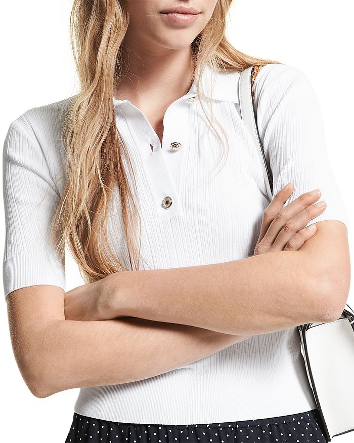 MICHAEL Michael Kors Ribbed Polo Top Bloomingdale s