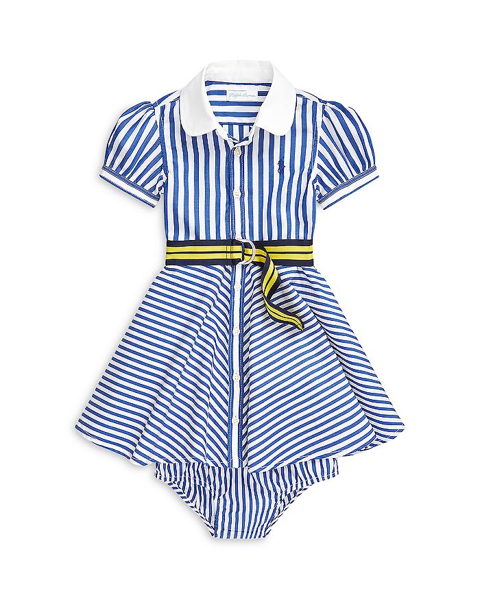 Ralph Lauren Polo Girls' Striped Shirt Dress, Belt & Bloomers Set