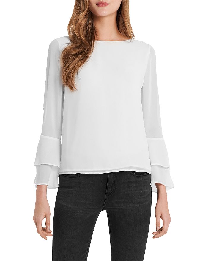 Vince Camuto Chiffon Ruffle Blouse In New Ivory