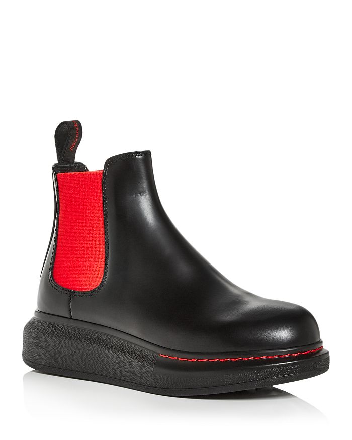 Alexander Mcqueen Black & Red Contrast Sole Hybrid Chelsea Boots 