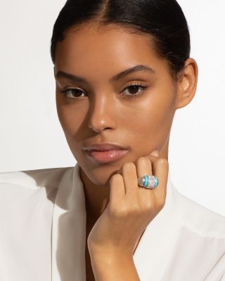 Blue Caviar & Diamond Sterling Silver Statement Ring  