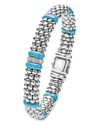 Blue Caviar & Diamond Sterling Silver Bracelet, 7