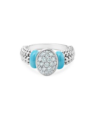 Blue Caviar & Diamond Sterling Silver Statement Ring