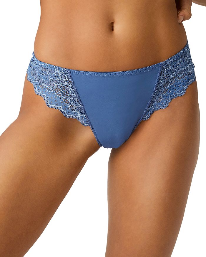 Simone Perele Caresse Lace-side Cheeky Tanga In Dusk