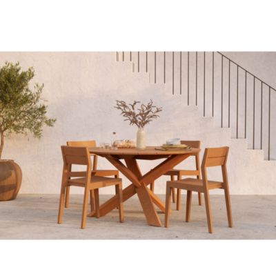 Teak Circle Outdoor Dining Table, Large - 64&amp;quot;