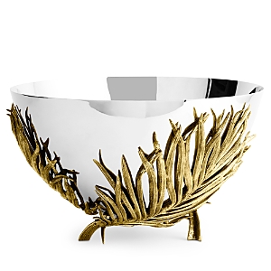 Shop Michael Aram Palm Centerpiece Bowl In Silver/gold