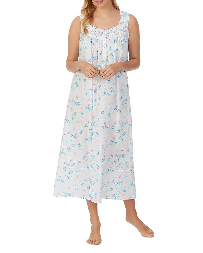 Eileen West Cotton Printed Lace Trim Nightgown | Bloomingdale's