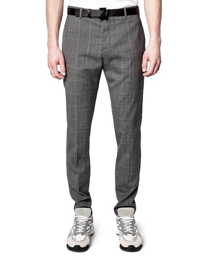 Zadig & Voltaire Paris Wool Plaid Trousers In Carbon