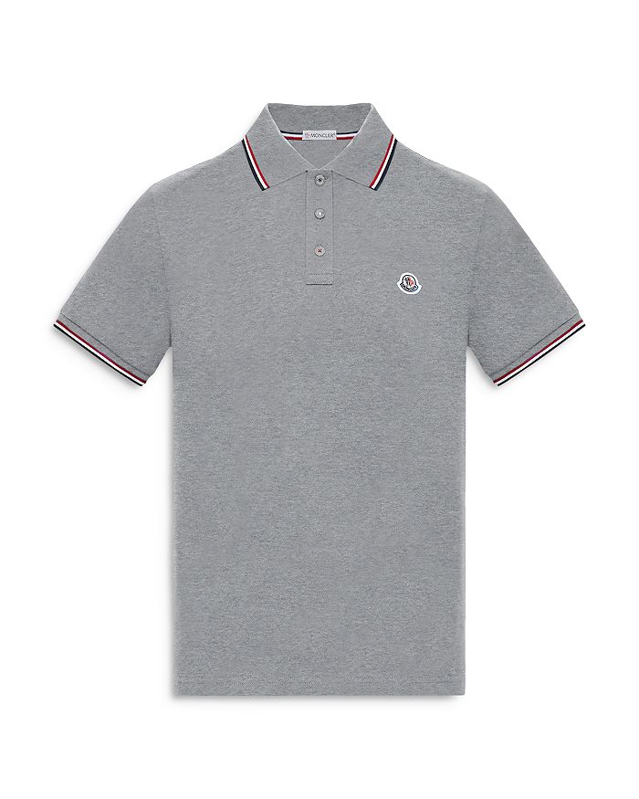 Moncler Short-sleeved Polo Shirt With Logo In Light Gray