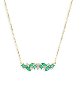 Bloomingdale's - Emerald & Diamond Bar Necklace in 14K Yellow Gold, 18" - 100% Exclusive