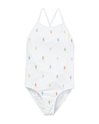 Ralph Lauren - Girls' Pony Print One Piece Swimsuit - Little Kid, Big Kid