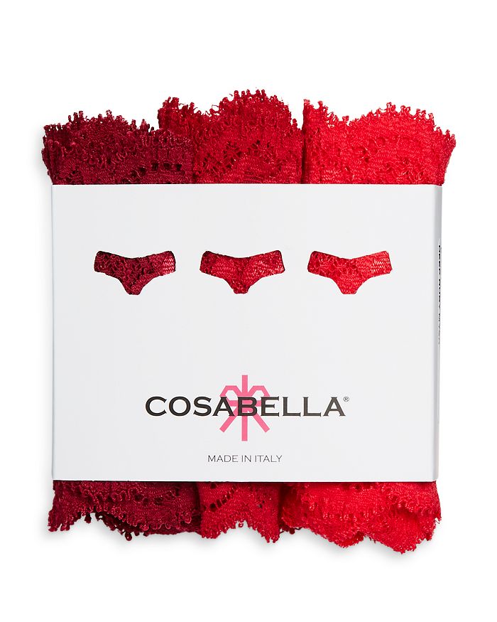 Cosabella Never Say Never Cutie Low-rise Thongs, Set Of 3 In Deep Ruby/mystic Red/rossetto