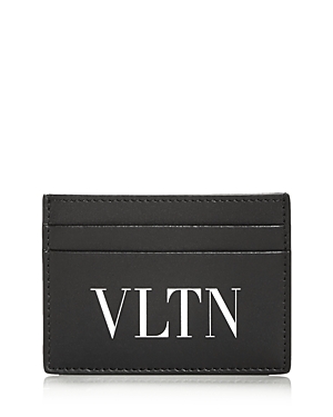Valentino Garavani Logo Print Small Leather Card Case In Nero/bianco