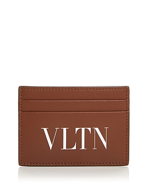 Valentino Garavani Logo Print Small Leather Card Case In Cuir/bianco