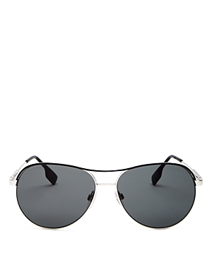 Burberry Men's Brow Bar Aviator Sunglasses, 59mm In Silver/black /gray Gradient