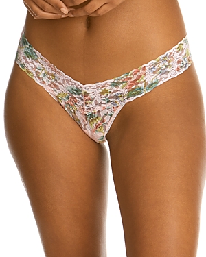 HANKY PANKY LOW-RISE PRINTED LACE THONG,7X1581