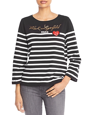 Karl Lagerfeld Paris Striped Cotton Logo Shirt