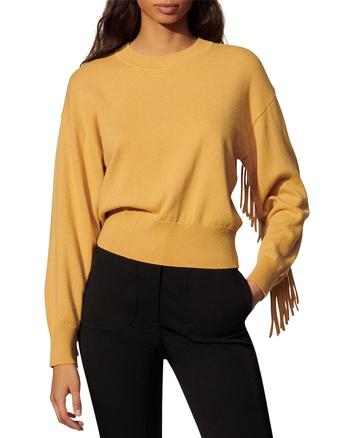 Yellow fringe sweater store