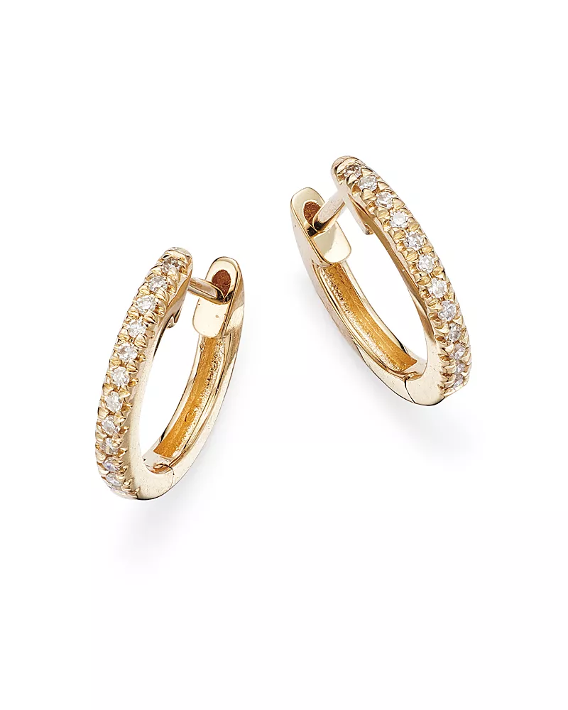 Moon & Meadow 14K Yellow Gold Diamond Small Huggie Hoop Earrings - Exclusive