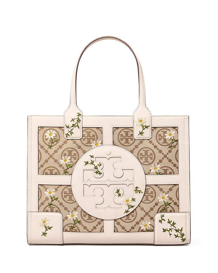 Tory Burch Leathers ELLA SMALL EMBROIDERED JACQUARD TOTE
