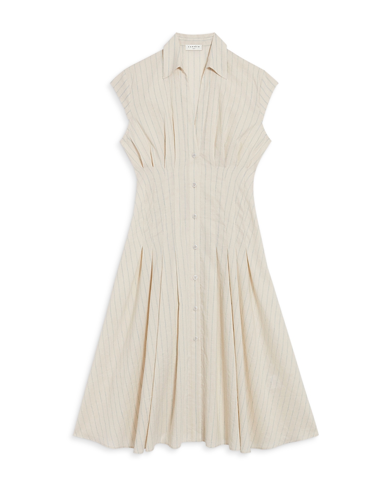 Sandro Andrina Striped Linen Midi Dress