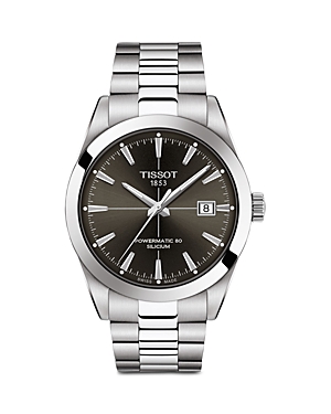 Tissot Men's Swiss Automatic Gentleman Powermatic 80 Silicium Stainless Steel Bracelet Watch 40mm In Anthracite