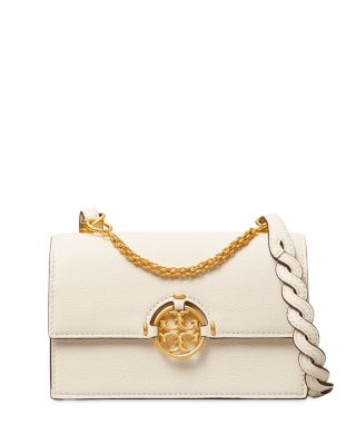 Tory Burch Miller Mini Leather Crossbody In New Ivory/gold