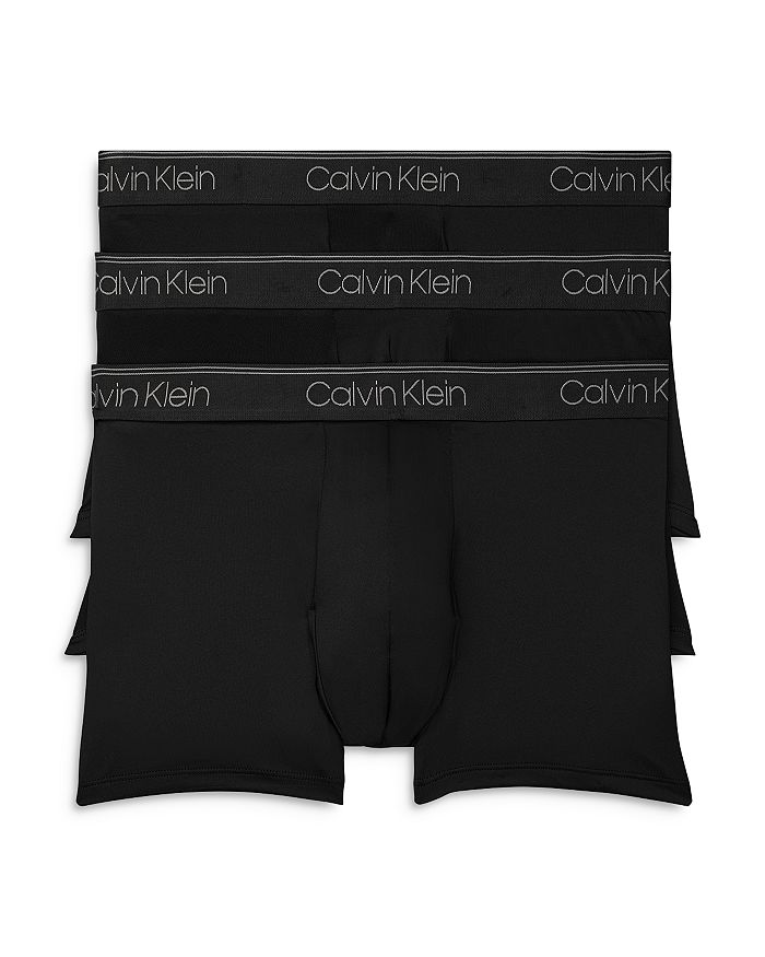 Shop Calvin Klein Microfiber Stretch Wicking Low Rise Trunks, Pack Of 3 In Black