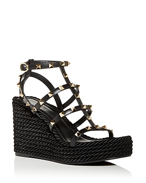 Valentino Garavani Women's Rockstud Torchon Cage Espadrille Wedge Sandals