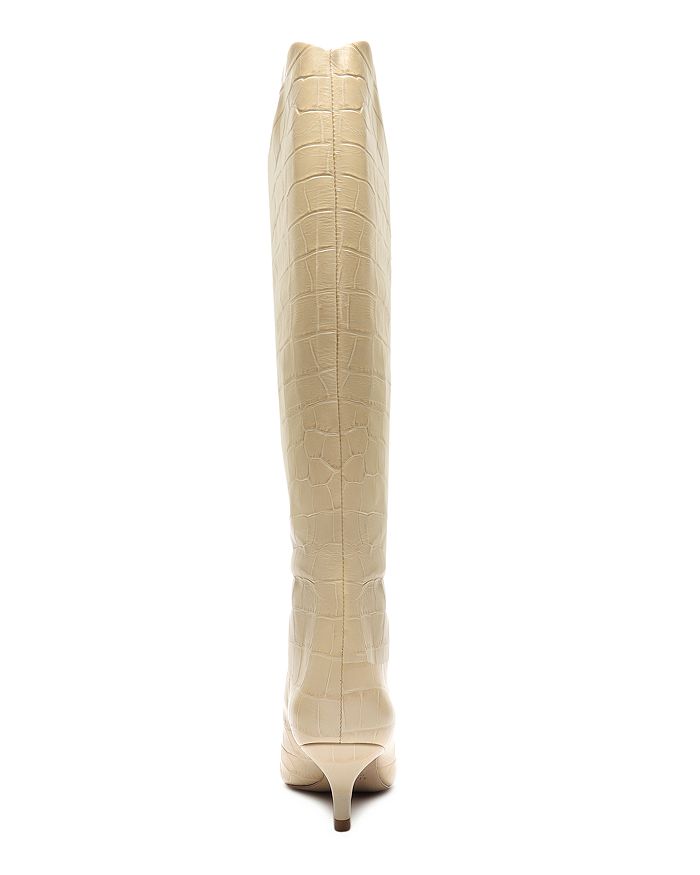 Schutz Women's Maryana Lo Crocodile-embossed Leather Boots In Almond Buff | ModeSens