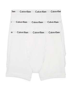 Shop Calvin Klein Cotton Stretch Moisture Wicking Boxer Briefs, Pack Of 3 In White