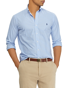 Polo Ralph Lauren Slim Fit Long Sleeve Poplin Button Down Shirt In Blue/white Check