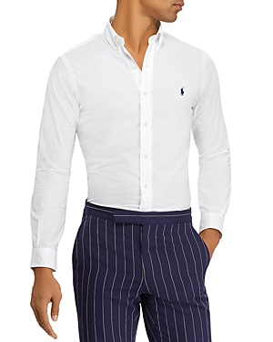 Shop Polo Ralph Lauren Slim Fit Long Sleeve Poplin Button Down Shirt In White