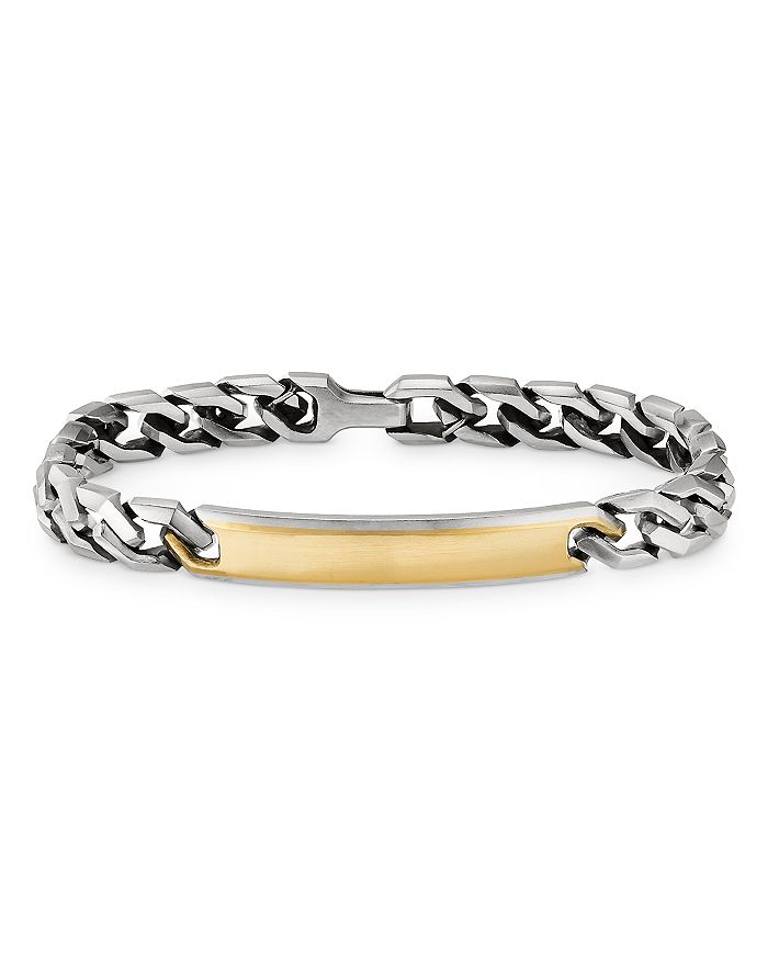 David Yurman - Sterling Silver & 18K Yellow Gold Curb Chain Link ID Bracelet