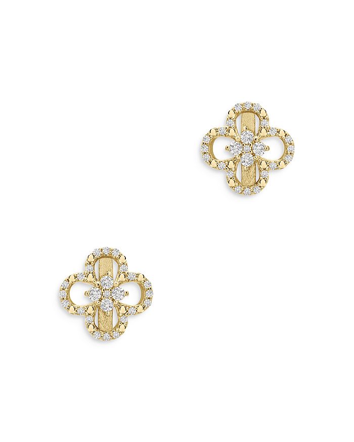 Bloomingdale's Diamond Clover Stud Earrings In 14k Yellow Gold, 0.15 Ct. T.w. - 100% Exclusive In White/gold