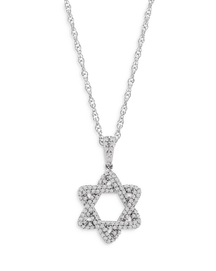 Bloomingdale's Diamond Star Of David Pendant Necklace In 14k White Gold, 0.33 Ct. T.w. - 100% Exclusive