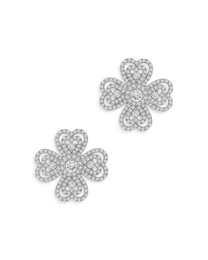 Bloomingdale's Diamond Flower Stud Earrings in 14K White Gold, 1.0 ct ...