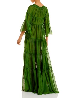 long sleeve silk maxi dress