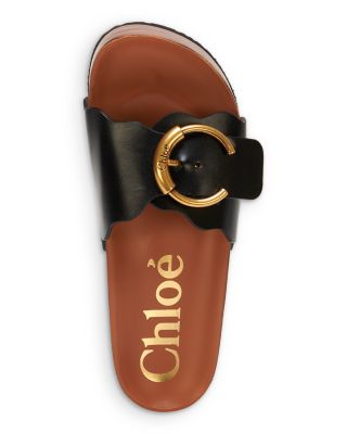 Chloé Women's Ingrid Logo Buckle Leather Platform Slide