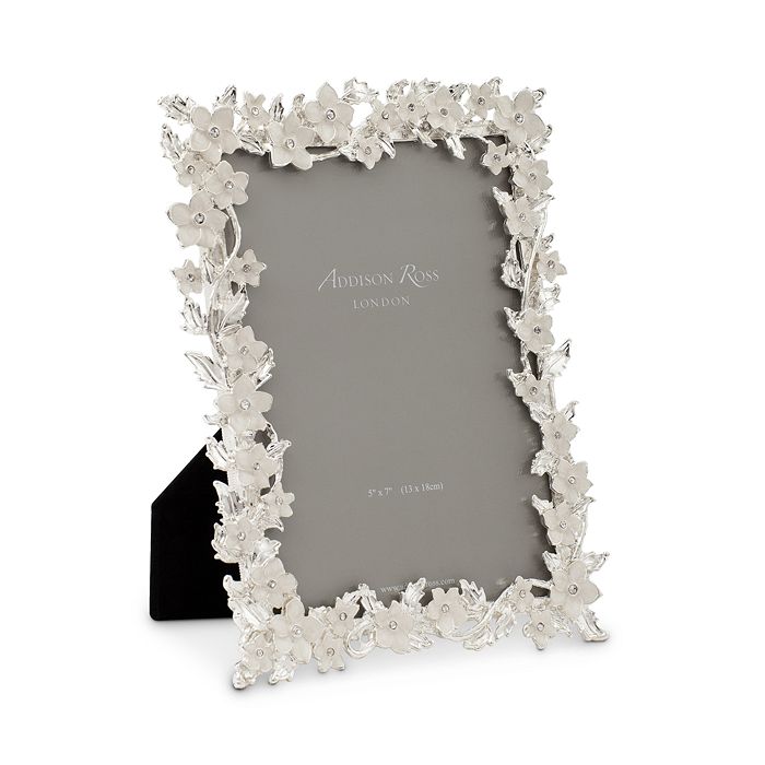 Addison Ross Silver Leaf & White Flower Frame, 5" x 7" Bloomingdale's