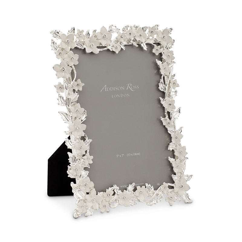 Addison Ross Silver Leaf & White Flower Frame, 5 x 7