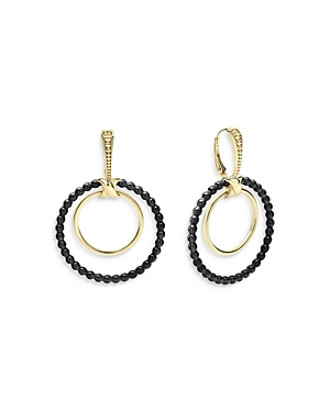 Lagos Meridian 18K Yellow Gold Caviar Ceramic Hoop Earrings