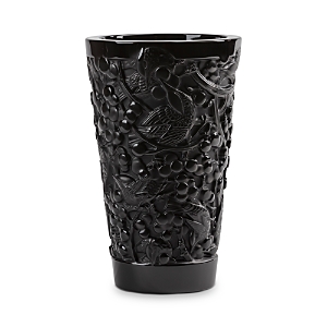 Lalique Merles & Raisins Small Black Vase