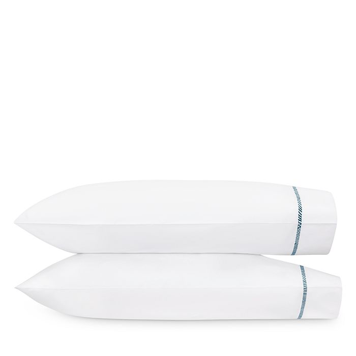 Matouk Burnett Border Standard Pillowcase, Pair In Navy
