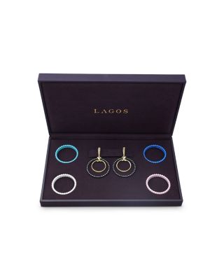 Meridian 18K Yellow Gold Caviar Ceramic Hoop Earrings