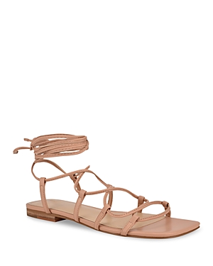 Marc Fisher Ltd Women's Mahalia Ghillie Lace Ankle Tie Sandals In Blush Leather