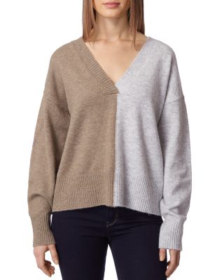 Theo & Spence - Color Blocked V Neck Sweater
